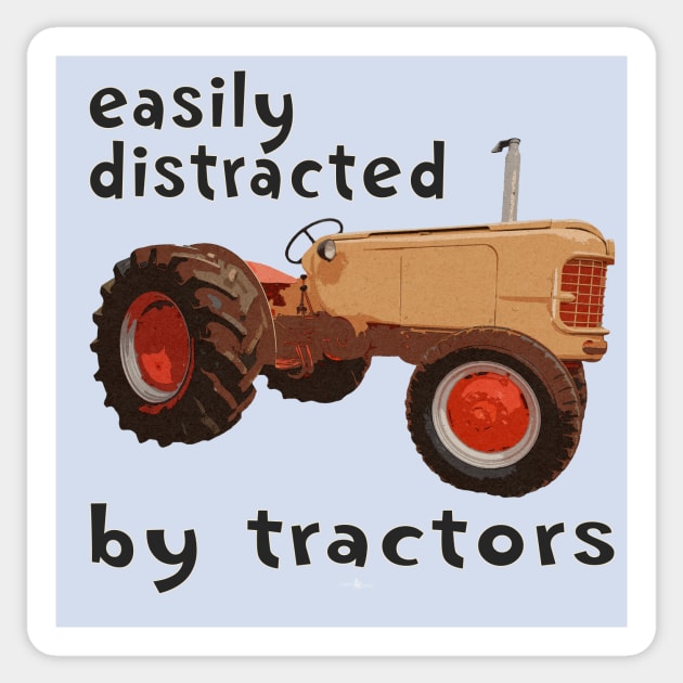 retro easily distracted by tractors Sticker by seadogprints